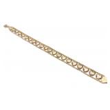 10K Yellow Gold Heart Link Bracelet (7" Long)