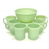 8 pc Vintage Fire King Jadeite Cup & Bowl Set