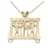 14K Gold Egyptian Necklace Pendant & Chain