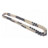 14K Gold Hematite & Quartz Beaded Necklace 35.5" L