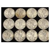 (12) Walking Liberty Half Dollar US Coins