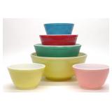 6 Vintage Pyrex Primary Color Mixing Bowl Set