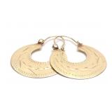 14K Yellow Gold Cuban Hoop Earrings