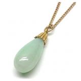 10K Gold Jadeite Necklace Pendant & Chain (18" L)