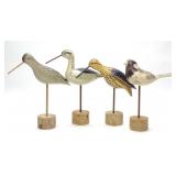 4 Carved Shorebird Decoys