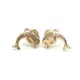 14K Yellow Gold Dolphin Post Earrings