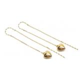 14K Gold Heart Dangle Threader Earrings