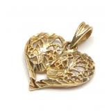 14K Yellow Gold Filigree Heart Pendant