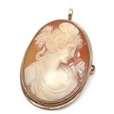 Antique 10K Gold Carved Cameo Brooch / Pendant