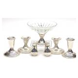 7 pc. Sterling Silver Weighted Candlesticks & More