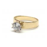 10K Yellow Gold Cubic Zirconia Solitaire Ring sz 7
