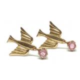 Antique 10K Flying Bird Screw Back Post Earrings