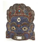 Tibetan Mahakala Enamel Inlaid Mask