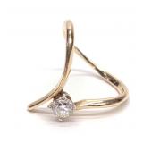 14K Gold Solitaire Diamond Chevron Ring (sz 6)