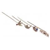 4 Antique 10K Yellow Gold Stickpins