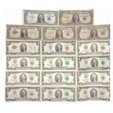 (17) Silver, Red & Green Seal US Bank Notes