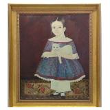 Jeanne Davies (b. 1936) Oil on Canvas Girl w/ Cat