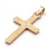 14K Gold Engraved Cross Pendant