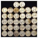 (32) 1934-64 90% Silver Washington Quarters