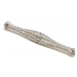 Edwardian 14K Gold & Diamond Filigree Bar Brooch