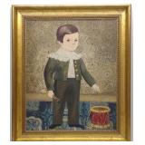 Jeanne Davies (b. 1936) Oil on Canvas Boy & Drum