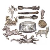 11 Vintage Sterling Silver Figural Brooches / Pins