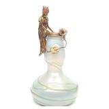 Franz Bergman Signed Bathing Bronze Glass Art Vase