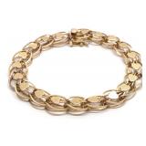14K Yellow Gold Woven Heart Chain Bracelet 7.5'L