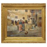 Pasquale Ruggiero Oil on Canvas Village Painting