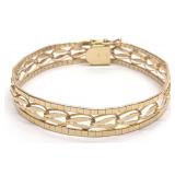14K Yellow Gold Woven Pattern Chain Link Bracelet