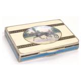 Sterling Silver Enamel Horse Racing Cigarette Case
