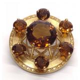 10K Yellow Gold Scottish Cairngorm Brooch