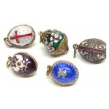 5 Russian Sterling Silver & Enamel Egg Pendants