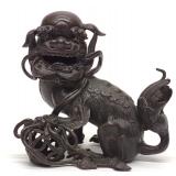 Chinese Bronze Buddhist Lion Censer Incense Burner