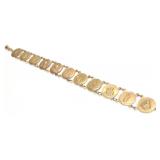 14K Yellow Gold Religious Coin Style Bracelet 8'L