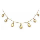 14K Yellow Gold Citrine Pear Cut Necklace (15'L)