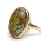 14K Yellow Gold & Turquoise Ring sz 11