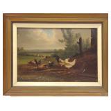 JL Van Leemputten Oil on Board Chicken Painting