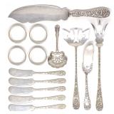 14pc Sterling Silver Repousse Flatware (13.5ozt)