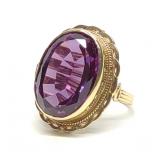 14K Yellow Gold Oval Purple Sapphire Ring sz 7.5
