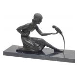 After D. Chiparus Lady & Parrot Bronze Sculpture