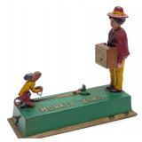Hubley Trick Monkey Mechanical Cast Iron Bank