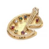 14K Yellow Gold Artist Palette Pendant / Charm