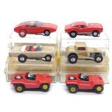 6 Vintage Aurora Thunder Jet Slot Cars & Cases