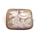 Victorian 14K Gold Carved Bird Cameo Brooch