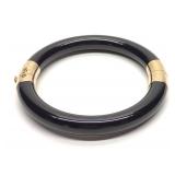 Gump's 14K Gold & Black Jade Bangle Bracelet