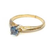 18K Yellow Gold & Lab Spinel Solitaire Ring sz3.75