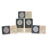 (5) 1 ozt .999 Silver $1 Eagle Coins (Littleton)