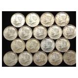 (18) 1964 90% Silver Kennedy Half Dollar US Coins