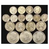 (17) 90% Silver US Coins (Halves, Quarters, Dimes)